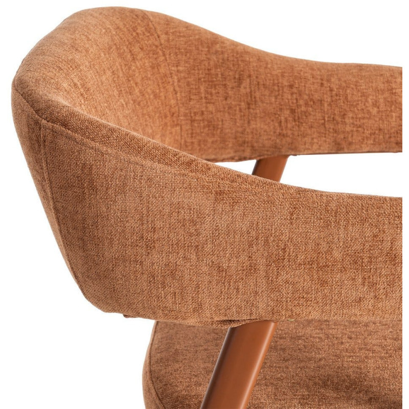 Fauteuil de table mid-century moderne Tissu Métal Rouge brique Bervin (Lot de 2) - 7