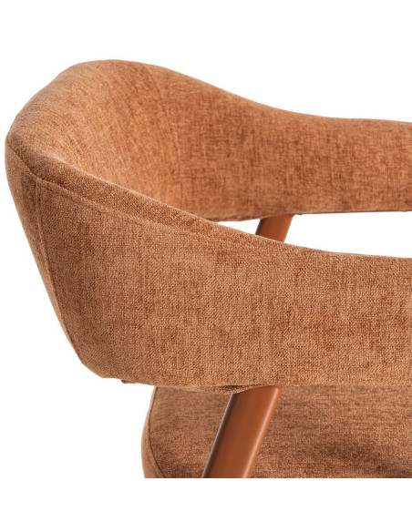 Fauteuil de table mid-century moderne Tissu Métal Rouge brique Bervin (Lot de 2) - 7