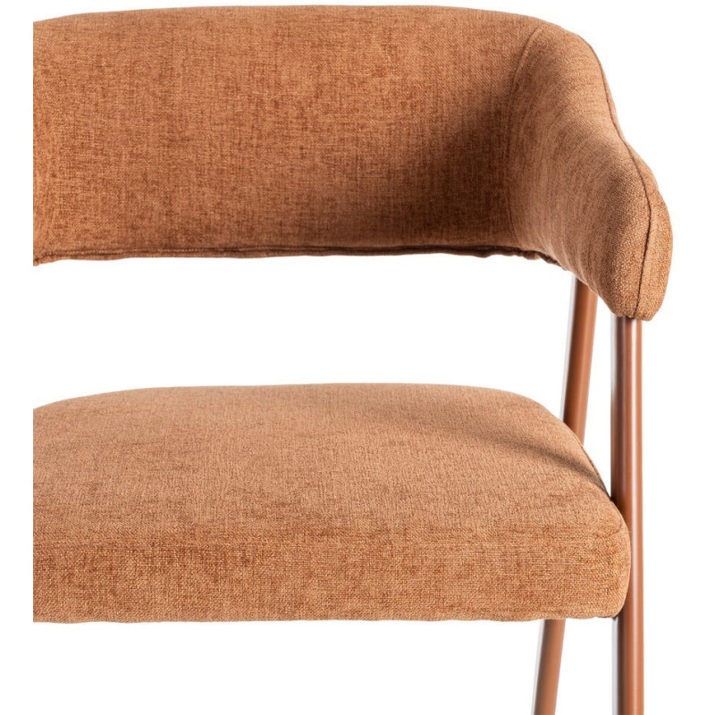 Fauteuil de table mid-century moderne Tissu Métal Rouge brique Bervin (Lot de 2) - 8