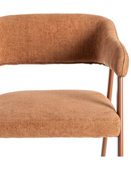 Fauteuil de table mid-century moderne Tissu Métal Rouge brique Bervin (Lot de 2) - 8