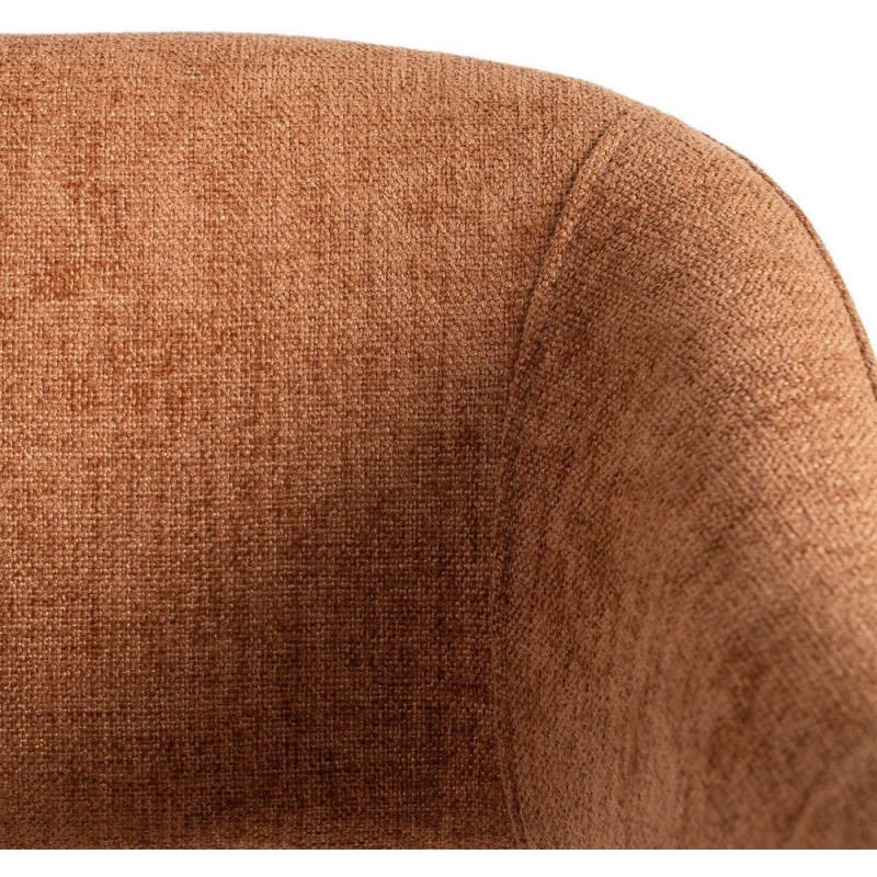 Fauteuil de table mid-century moderne Tissu Métal Rouge brique Bervin (Lot de 2) - 9