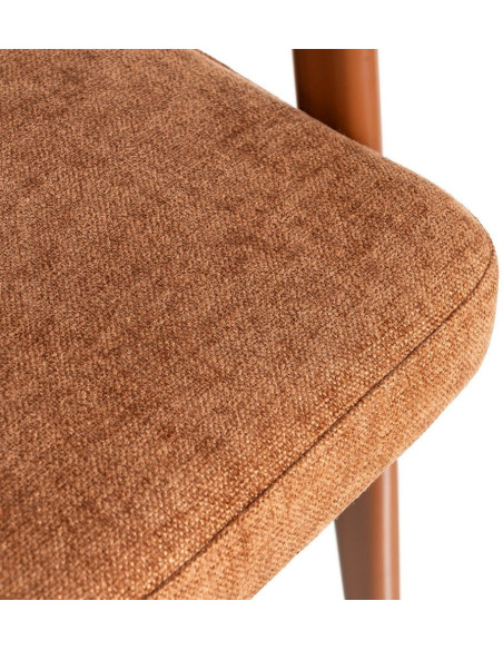 Fauteuil de table mid-century moderne Tissu Métal Rouge brique Bervin (Lot de 2) - 10