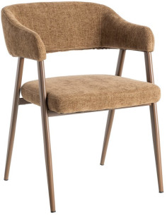 Fauteuil de table mid-century moderne Tissu Métal Marron Bervin (Lot de 2) - 1
