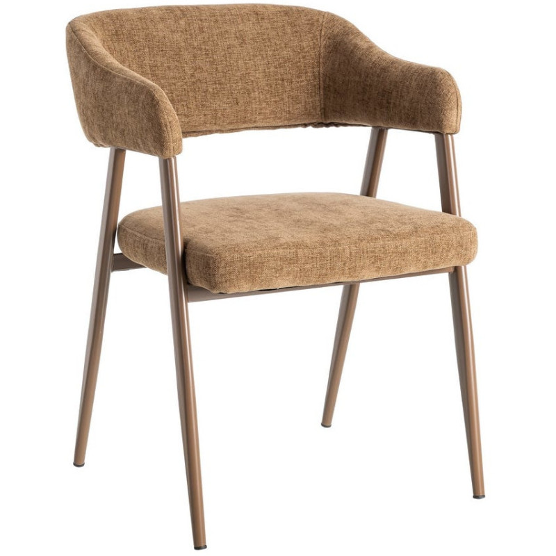 Fauteuil de table mid-century moderne Tissu Métal Marron Bervin (Lot de 2) - 1