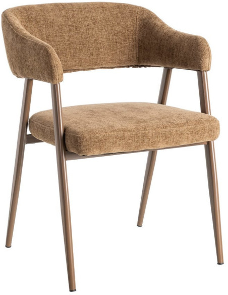 Fauteuil de table mid-century moderne Tissu Métal Marron Bervin (Lot de 2) - 1