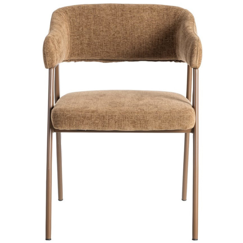 Fauteuil de table mid-century moderne Tissu Métal Marron Bervin (Lot de 2) - 2