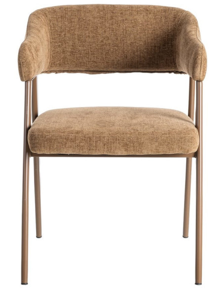 Fauteuil de table mid-century moderne Tissu Métal Marron Bervin (Lot de 2) - 2