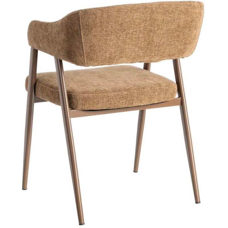 Fauteuil de table mid-century moderne Tissu Métal Marron Bervin (Lot de 2) - 4