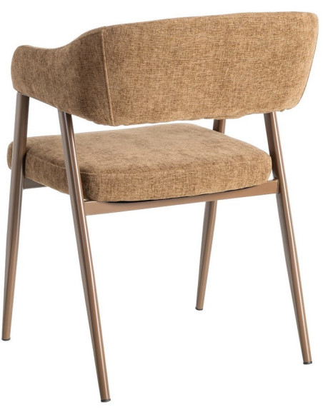 Fauteuil de table mid-century moderne Tissu Métal Marron Bervin (Lot de 2) - 4