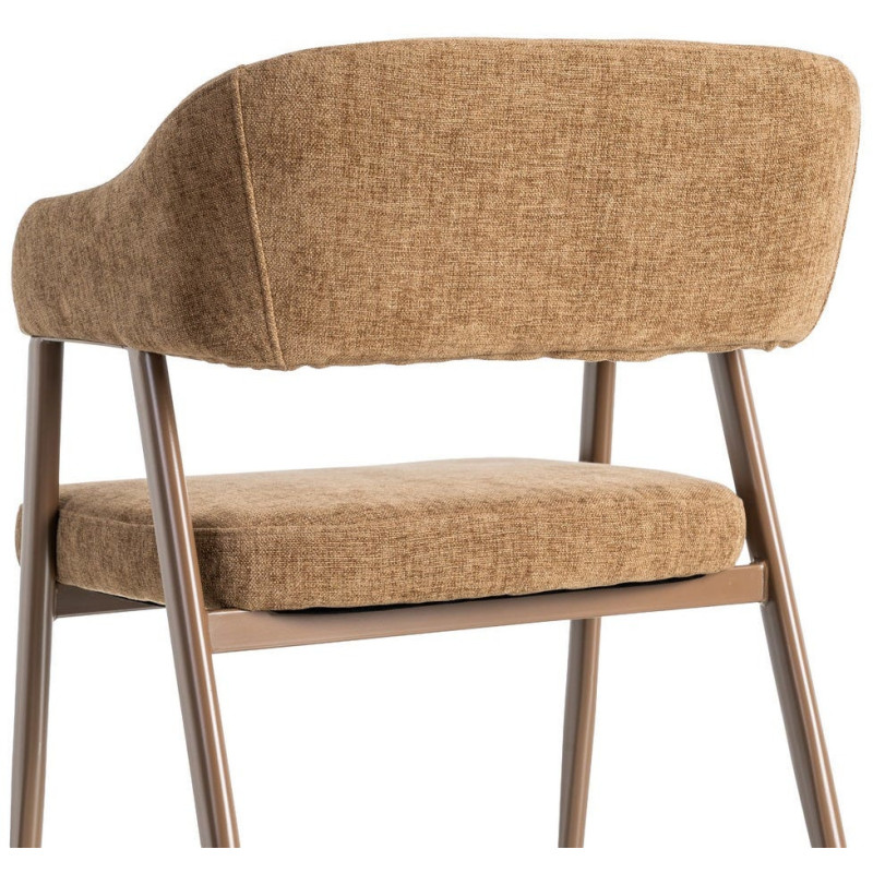 Fauteuil de table mid-century moderne Tissu Métal Marron Bervin (Lot de 2) - 5