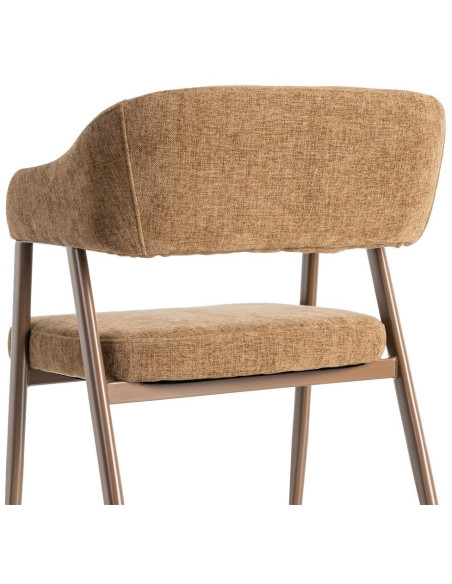 Fauteuil de table mid-century moderne Tissu Métal Marron Bervin (Lot de 2) - 5