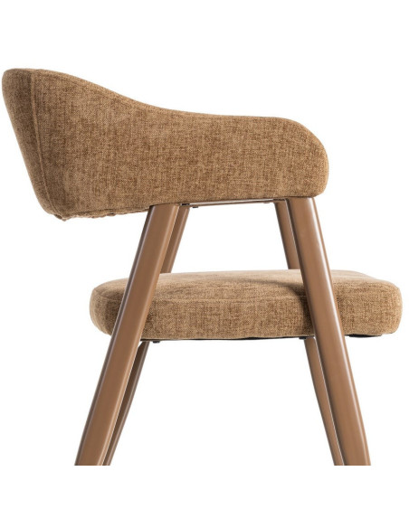 Fauteuil de table mid-century moderne Tissu Métal Marron Bervin (Lot de 2) - 6