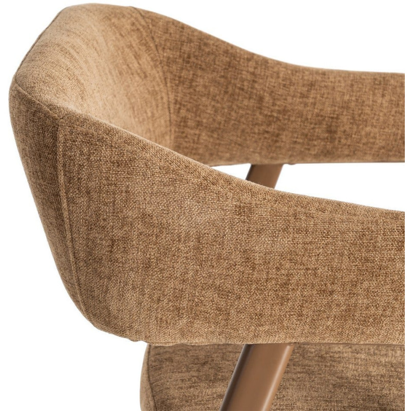 Fauteuil de table mid-century moderne Tissu Métal Marron Bervin (Lot de 2) - 7