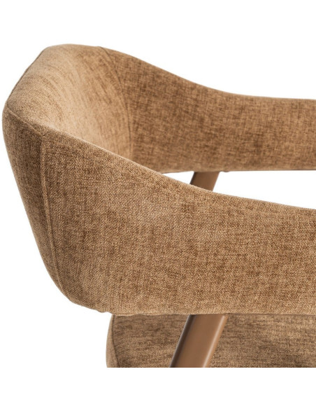 Fauteuil de table mid-century moderne Tissu Métal Marron Bervin (Lot de 2) - 7