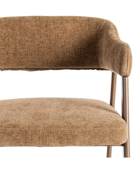 Fauteuil de table mid-century moderne Tissu Métal Marron Bervin (Lot de 2) - 8