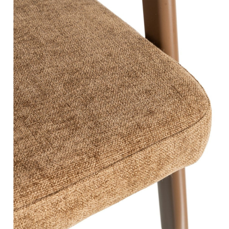 Fauteuil de table mid-century moderne Tissu Métal Marron Bervin (Lot de 2) - 10