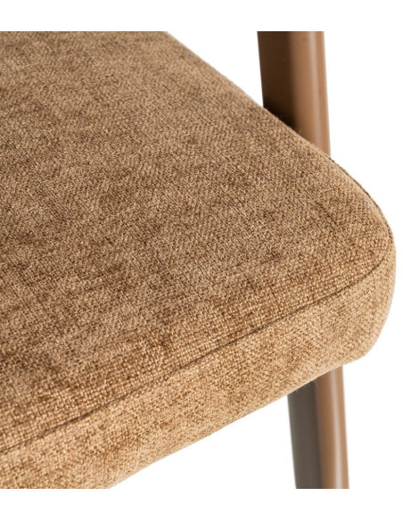 Fauteuil de table mid-century moderne Tissu Métal Marron Bervin (Lot de 2) - 10