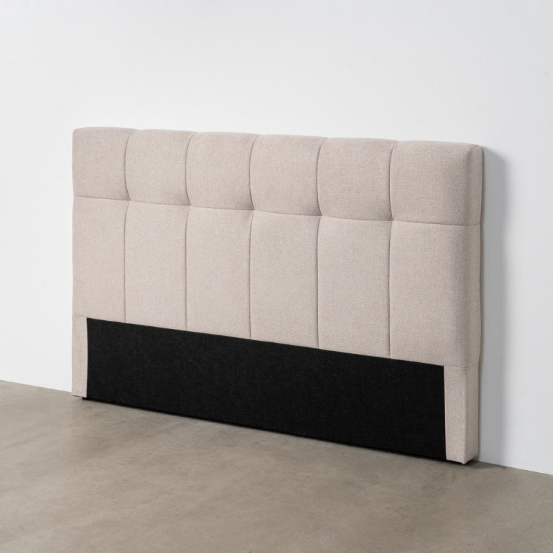 Tête de lit matelassée moderne chic 2 personnes 160x100 Tissu Beige Bois contreplaqué Renito - 8