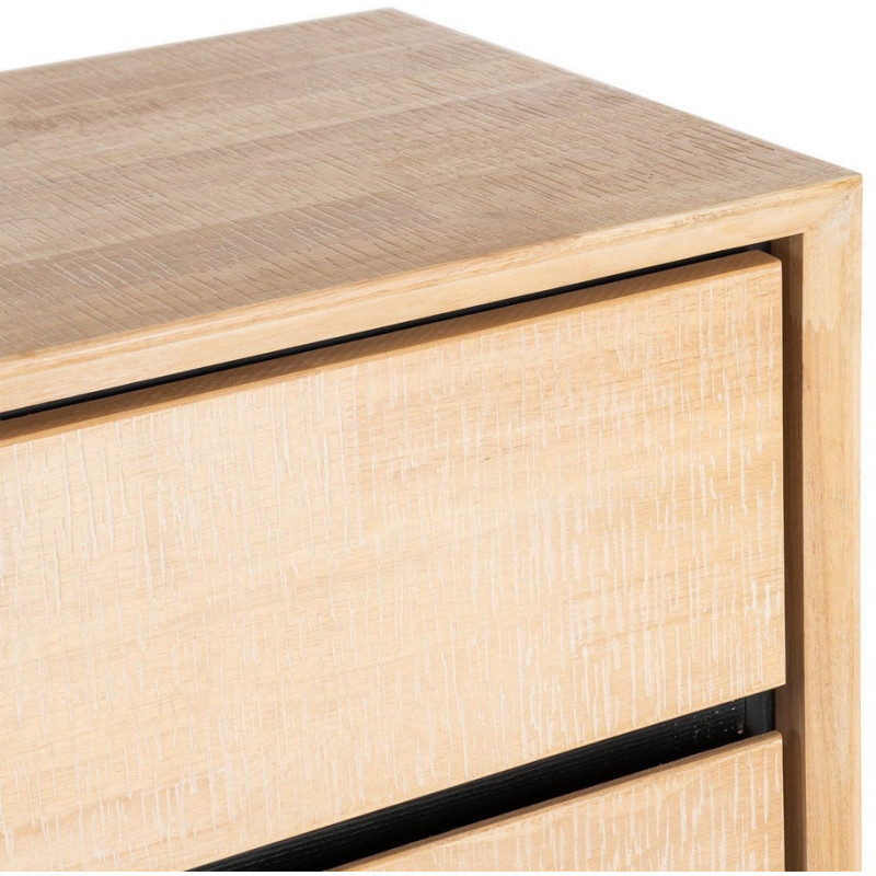 Commode moderne scandinave 3 tiroirs Bois d'hévéa Bois MDF Naturel Métal Noir Sintra - 4