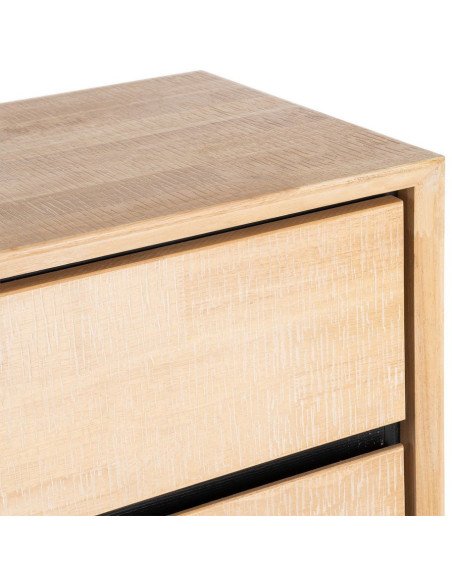Commode moderne scandinave 3 tiroirs Bois d'hévéa Bois MDF Naturel Métal Noir Sintra - 4