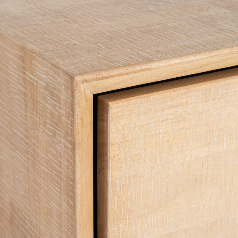 Commode moderne scandinave 3 tiroirs Bois d'hévéa Bois MDF Naturel Métal Noir Sintra - 5