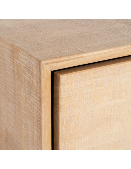 Commode moderne scandinave 3 tiroirs Bois d'hévéa Bois MDF Naturel Métal Noir Sintra - 5