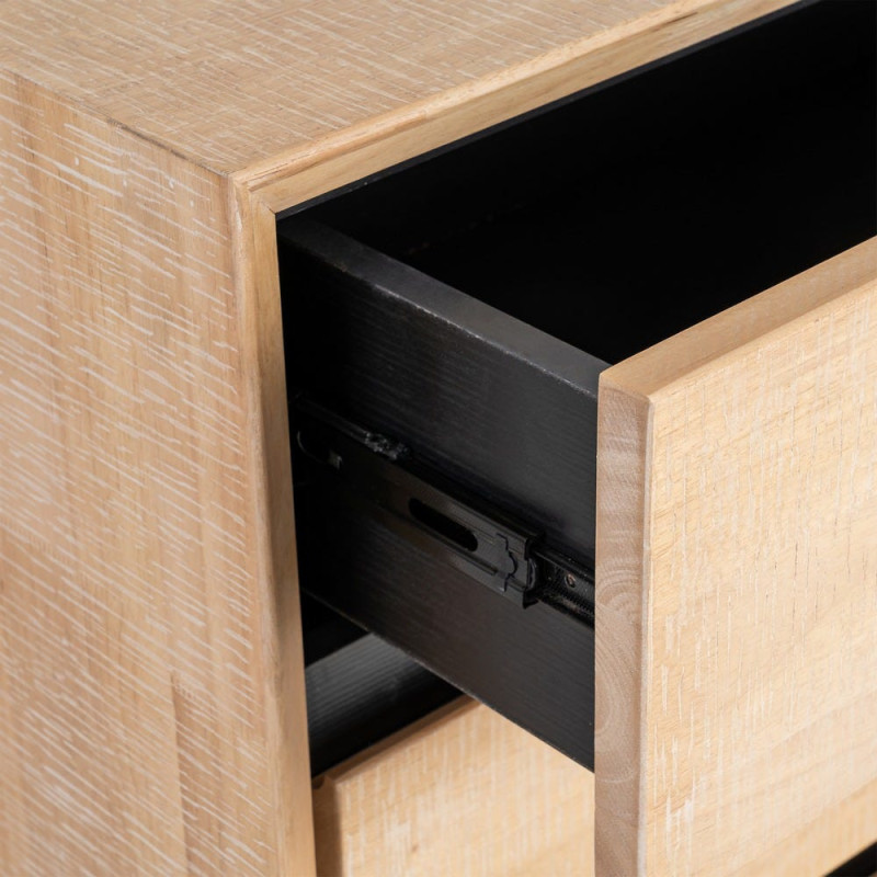 Commode moderne scandinave 3 tiroirs Bois d'hévéa Bois MDF Naturel Métal Noir Sintra - 6