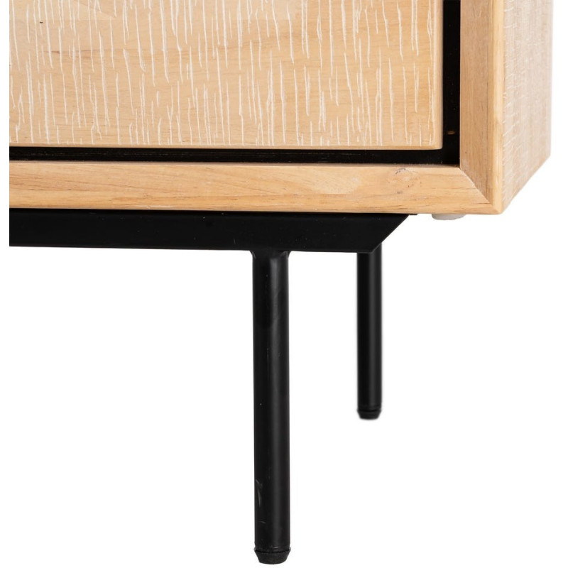 Commode moderne scandinave 3 tiroirs Bois d'hévéa Bois MDF Naturel Métal Noir Sintra - 10