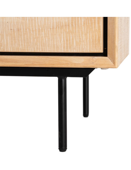 Commode moderne scandinave 3 tiroirs Bois d'hévéa Bois MDF Naturel Métal Noir Sintra - 10