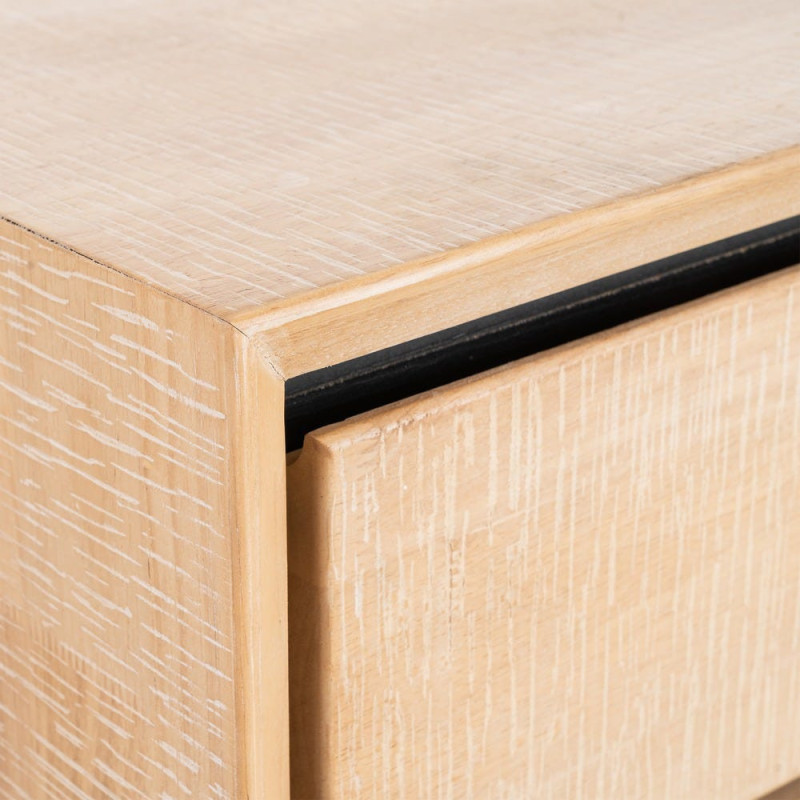 Bureau moderne chic 2 tiroirs 1 niche 150 cm en Bois d'hévéa Bois MDF Naturel Métal Noir Sintra - 5