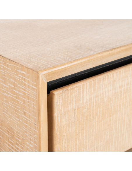 Bureau moderne chic 2 tiroirs 1 niche 150 cm en Bois d'hévéa Bois MDF Naturel Métal Noir Sintra - 5