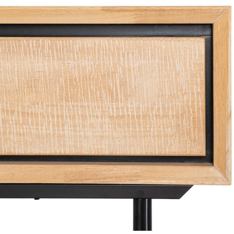 Bureau moderne chic 2 tiroirs 1 niche 150 cm en Bois d'hévéa Bois MDF Naturel Métal Noir Sintra - 7
