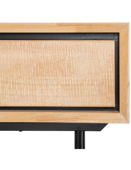 Bureau moderne chic 2 tiroirs 1 niche 150 cm en Bois d'hévéa Bois MDF Naturel Métal Noir Sintra - 7