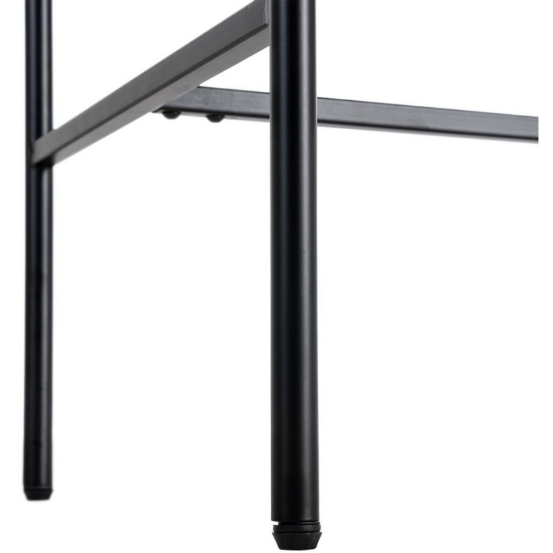 Bureau moderne chic 2 tiroirs 1 niche 150 cm en Bois d'hévéa Bois MDF Naturel Métal Noir Sintra - 8