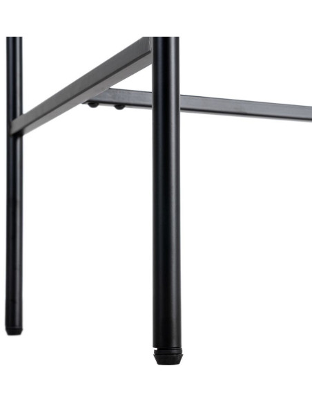 Bureau moderne chic 2 tiroirs 1 niche 150 cm en Bois d'hévéa Bois MDF Naturel Métal Noir Sintra - 8