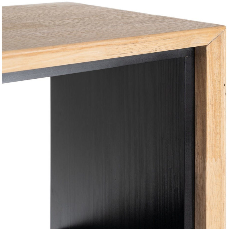 Buffet sur pied moderne chic Haut 2 portes 1 tiroirs 2 niches en Bois d'hévéa Bois MDF Naturel Métal Noir Sintra - 3