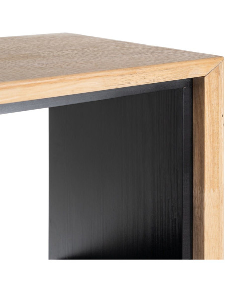 Buffet sur pied moderne chic Haut 2 portes 1 tiroirs 2 niches en Bois d'hévéa Bois MDF Naturel Métal Noir Sintra - 3