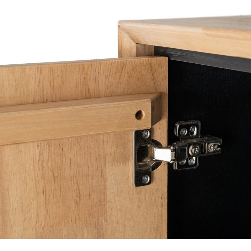 Buffet sur pied moderne chic Haut 2 portes 1 tiroirs 2 niches en Bois d'hévéa Bois MDF Naturel Métal Noir Sintra - 4