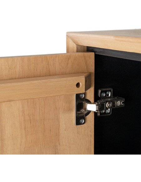 Buffet sur pied moderne chic Haut 2 portes 1 tiroirs 2 niches en Bois d'hévéa Bois MDF Naturel Métal Noir Sintra - 4