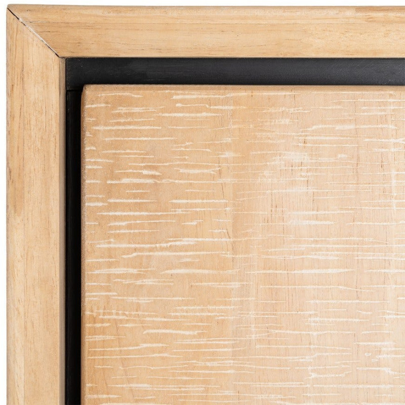 Buffet sur pied moderne chic Haut 2 portes 1 tiroirs 2 niches en Bois d'hévéa Bois MDF Naturel Métal Noir Sintra - 6