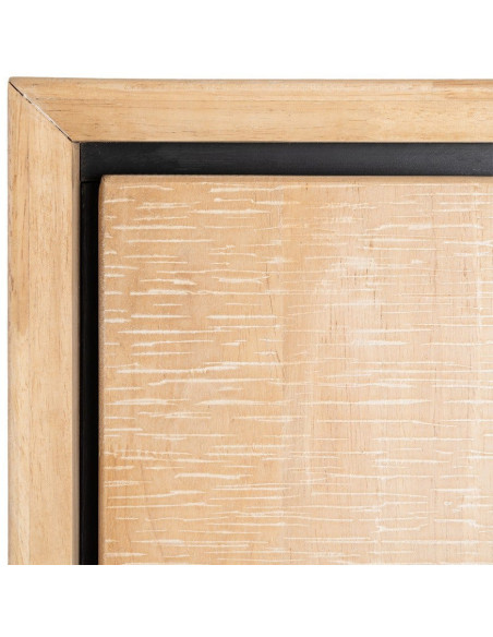 Buffet sur pied moderne chic Haut 2 portes 1 tiroirs 2 niches en Bois d'hévéa Bois MDF Naturel Métal Noir Sintra - 6