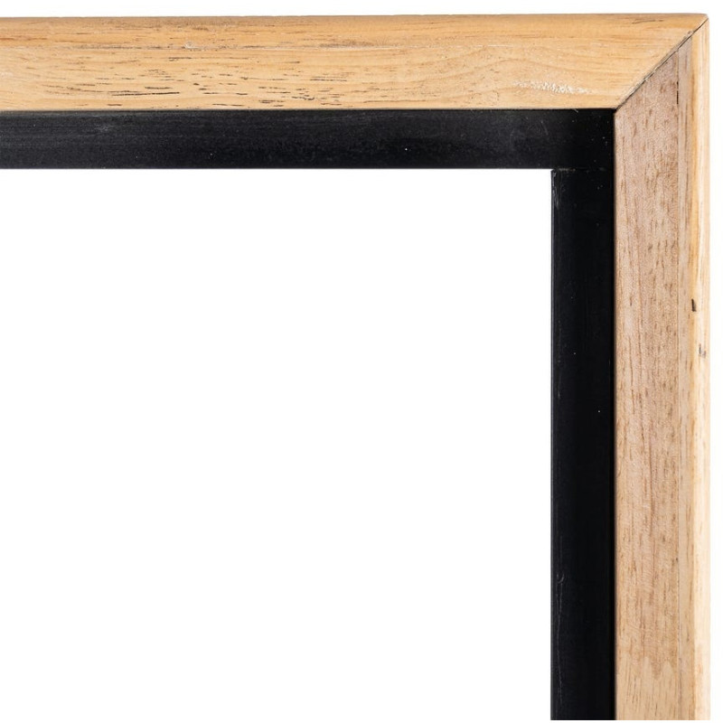 Buffet sur pied moderne chic Haut 2 portes 1 tiroirs 2 niches en Bois d'hévéa Bois MDF Naturel Métal Noir Sintra - 9