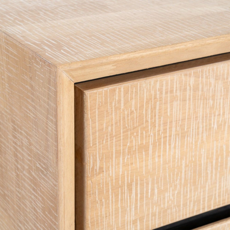 Meuble TV moderne chic 1 porte 3 tiroirs 1 niche 148 cm en Bois d'hévéa Bois MDF Naturel Métal Noir Sintra - 5