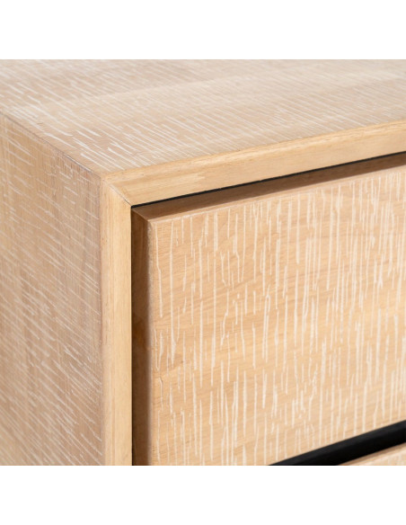 Meuble TV moderne chic 1 porte 3 tiroirs 1 niche 148 cm en Bois d'hévéa Bois MDF Naturel Métal Noir Sintra - 5