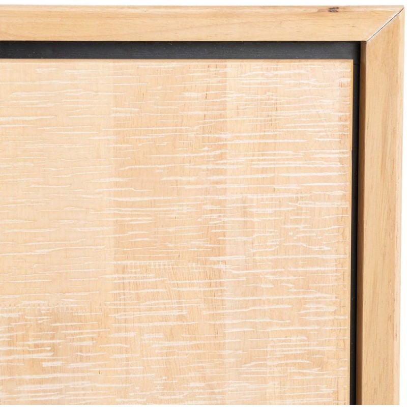 Meuble TV moderne chic 1 porte 3 tiroirs 1 niche 148 cm en Bois d'hévéa Bois MDF Naturel Métal Noir Sintra - 7