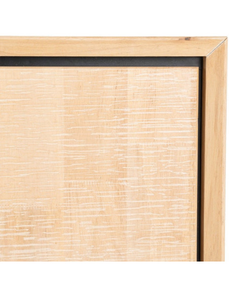 Meuble TV moderne chic 1 porte 3 tiroirs 1 niche 148 cm en Bois d'hévéa Bois MDF Naturel Métal Noir Sintra - 7