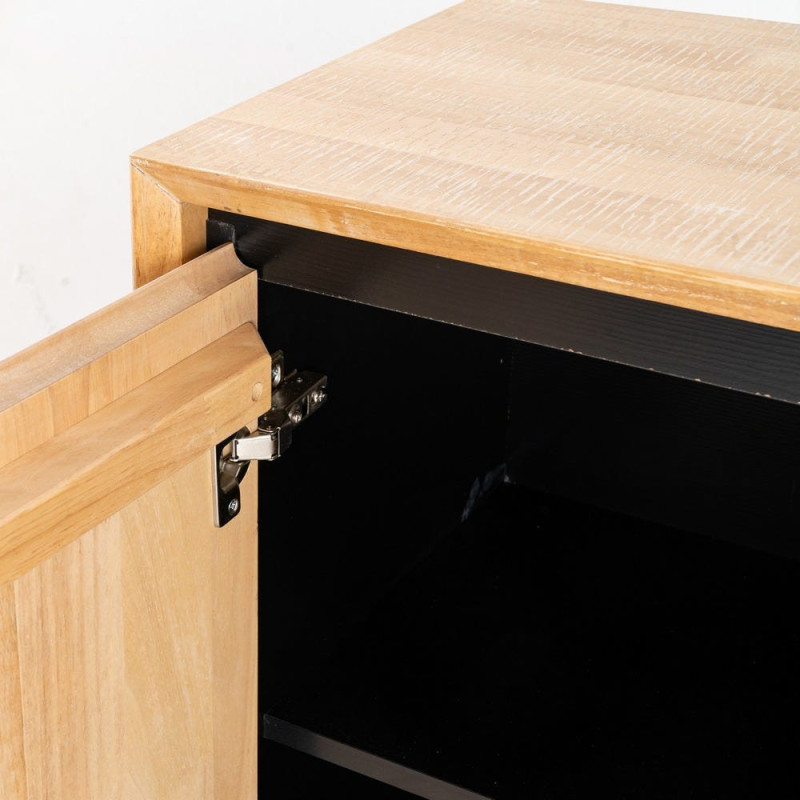 Grand Buffet moderne chic Bas 3 portes 3 tiroirs 200 cm en Bois d'hévéa Bois MDF Naturel Métal Noir Sintra - 4