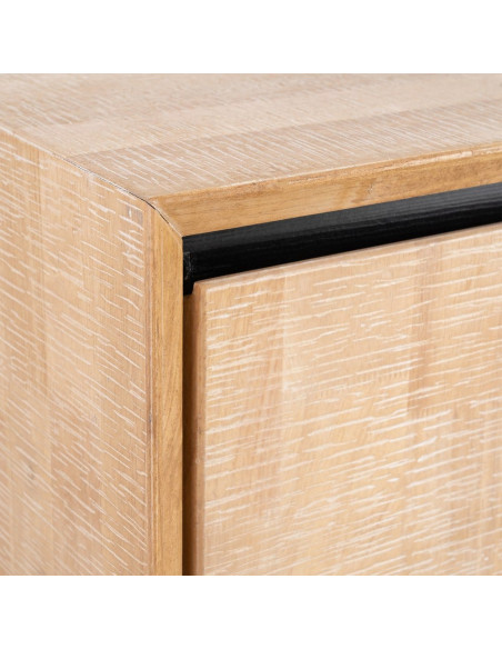 Grand Buffet moderne chic Bas 3 portes 3 tiroirs 200 cm en Bois d'hévéa Bois MDF Naturel Métal Noir Sintra - 6