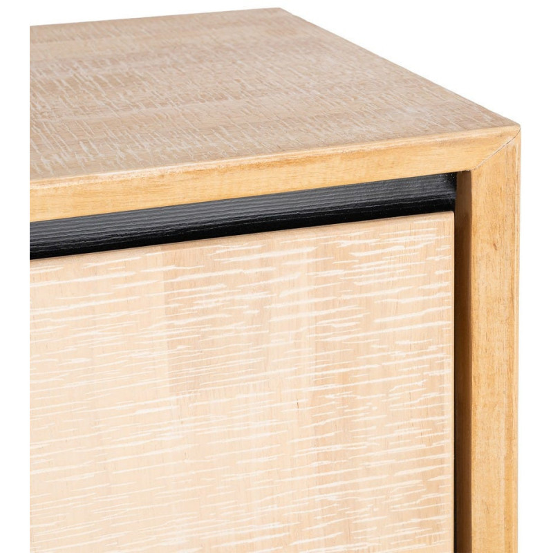 Grand Buffet moderne chic Bas 3 portes 3 tiroirs 200 cm en Bois d'hévéa Bois MDF Naturel Métal Noir Sintra - 8