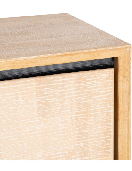 Grand Buffet moderne chic Bas 3 portes 3 tiroirs 200 cm en Bois d'hévéa Bois MDF Naturel Métal Noir Sintra - 8